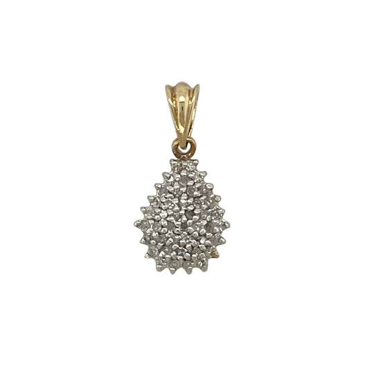 9ct Gold & Diamond Set Cluster Teardrop Pendant