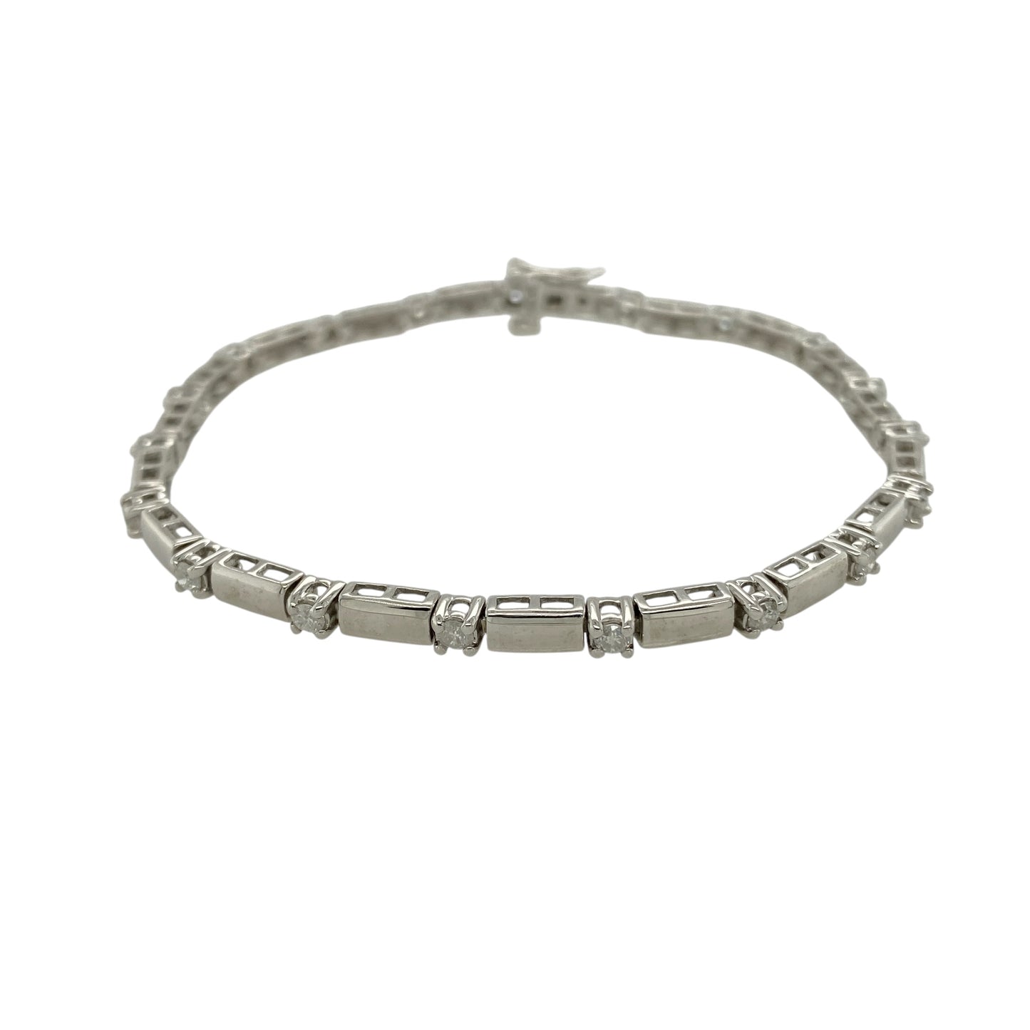 9ct White Gold & Diamond Set 7.25" Bracelet