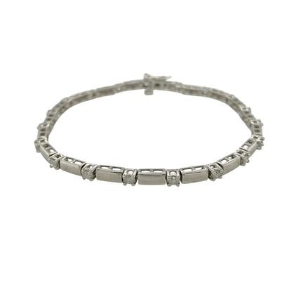 9ct White Gold & Diamond Set 7.25" Bracelet