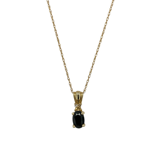 9ct Gold Diamond & Sapphire Set 18" Necklace
