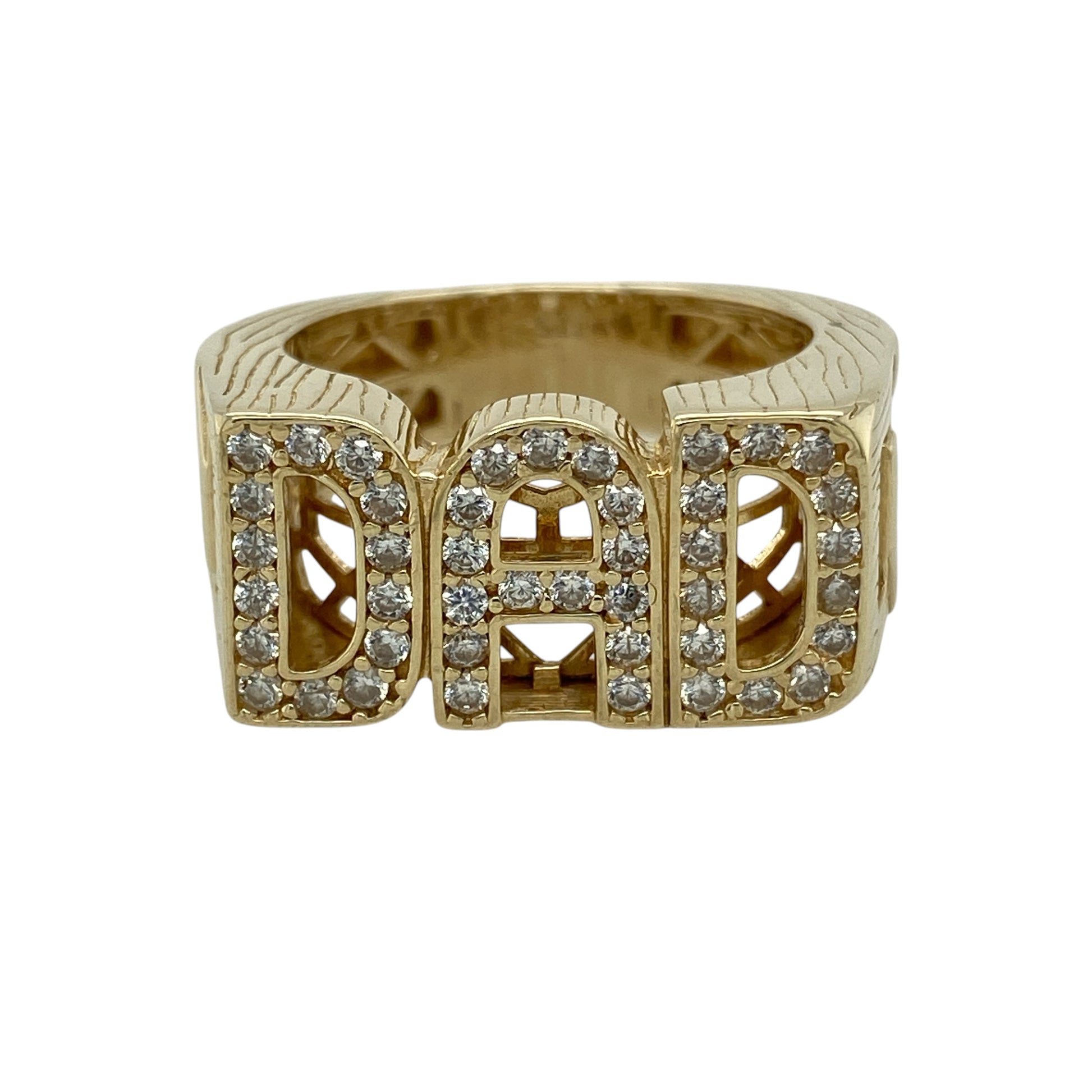 9ct Gold & Cubic Zirconia Set Dad Signet Ring