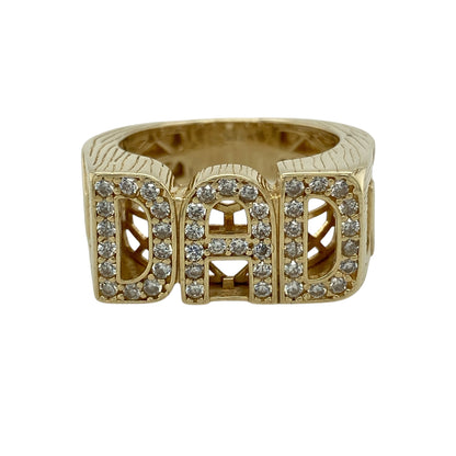9ct Gold & Cubic Zirconia Set Dad Signet Ring