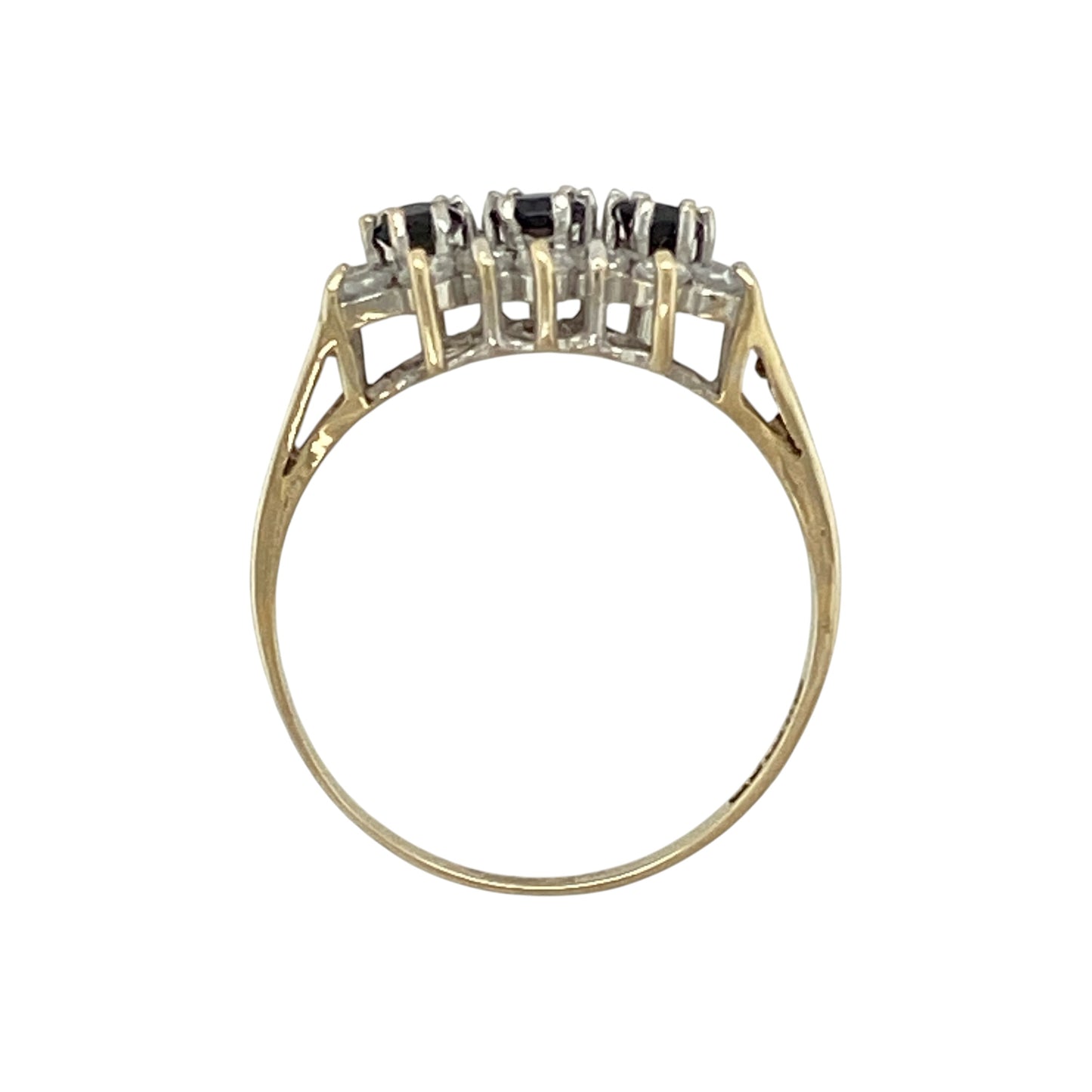 9ct Gold Sapphire & Cubic Zirconia Set Cluster Ring