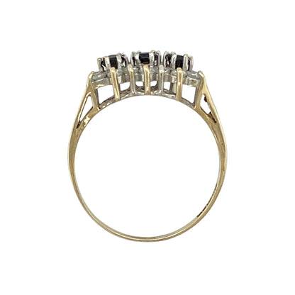 9ct Gold Sapphire & Cubic Zirconia Set Cluster Ring