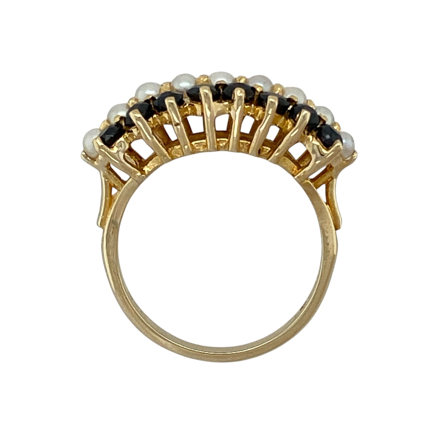 9ct Gold Sapphire & Pearl Set Band Ring