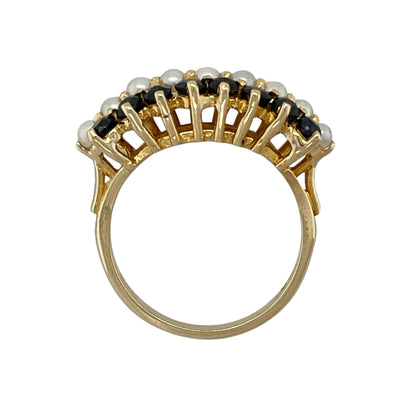 9ct Gold Sapphire & Pearl Set Band Ring