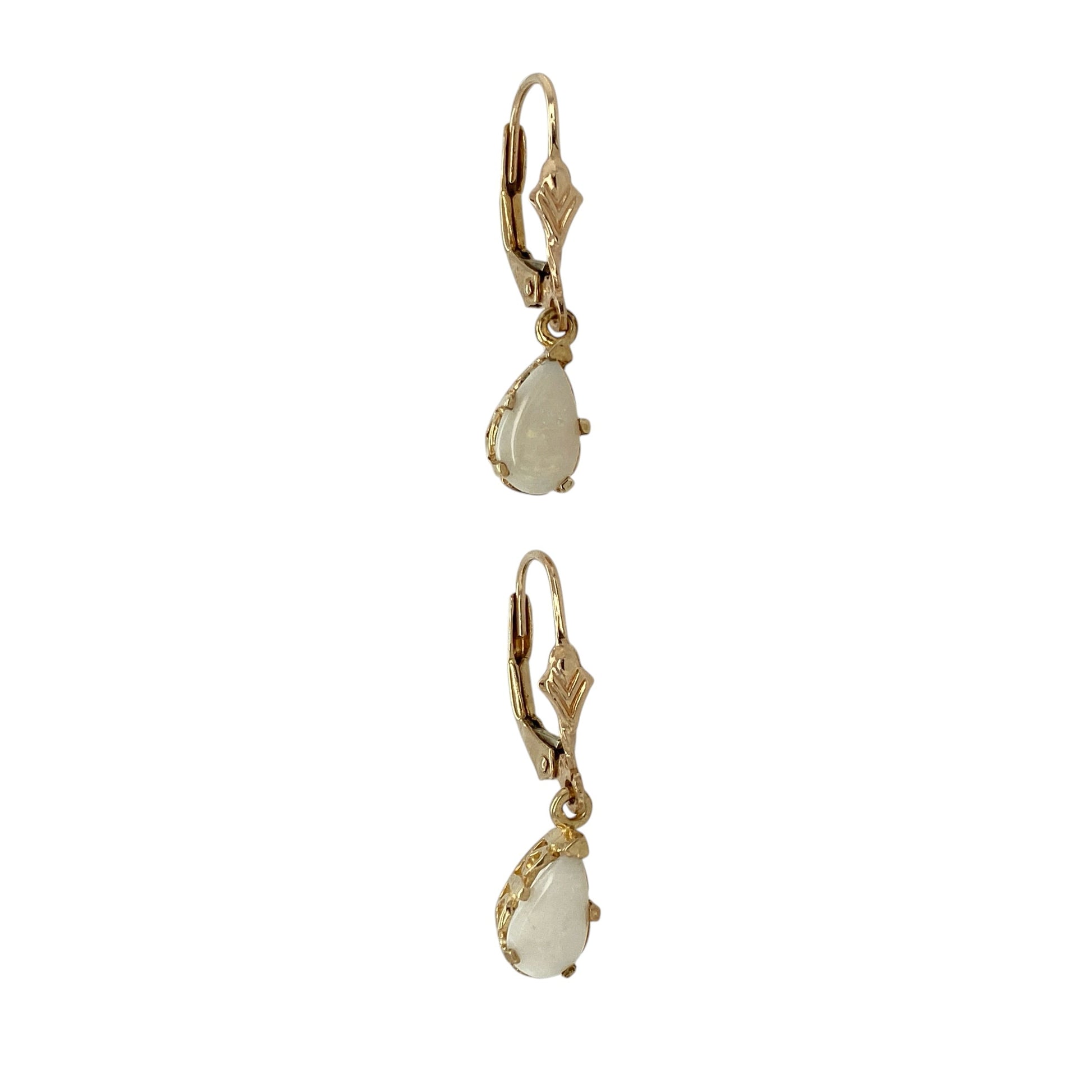9ct Gold & Opalique Set Teardrop Drop Earrings