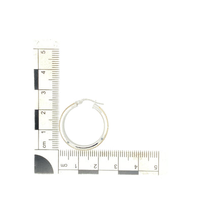 9ct White Gold Greek Key Hoop Creole Earrings