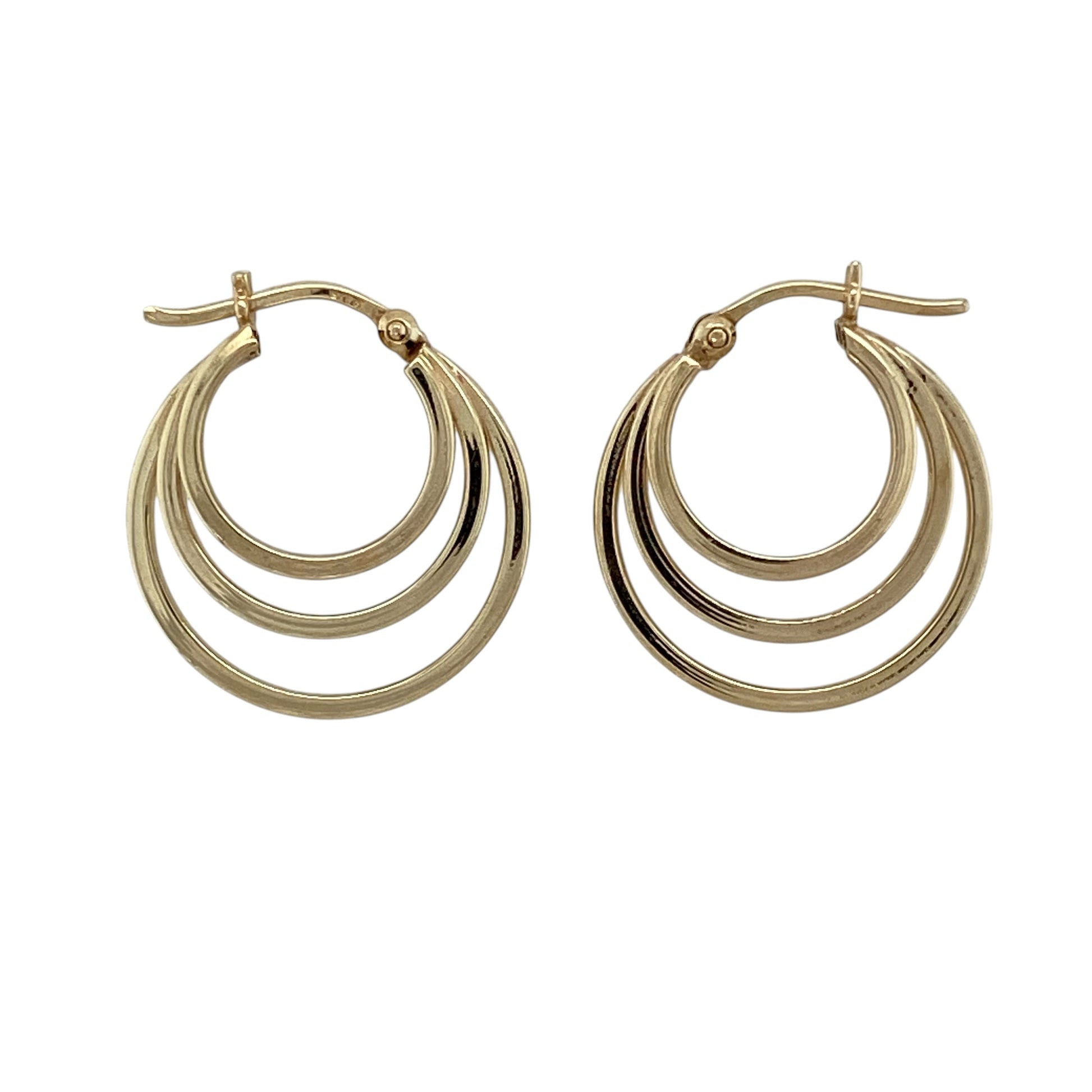 9ct Gold Three Hoop Creole Earrings