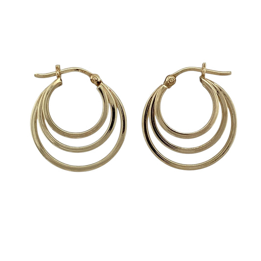 9ct Gold Three Hoop Creole Earrings