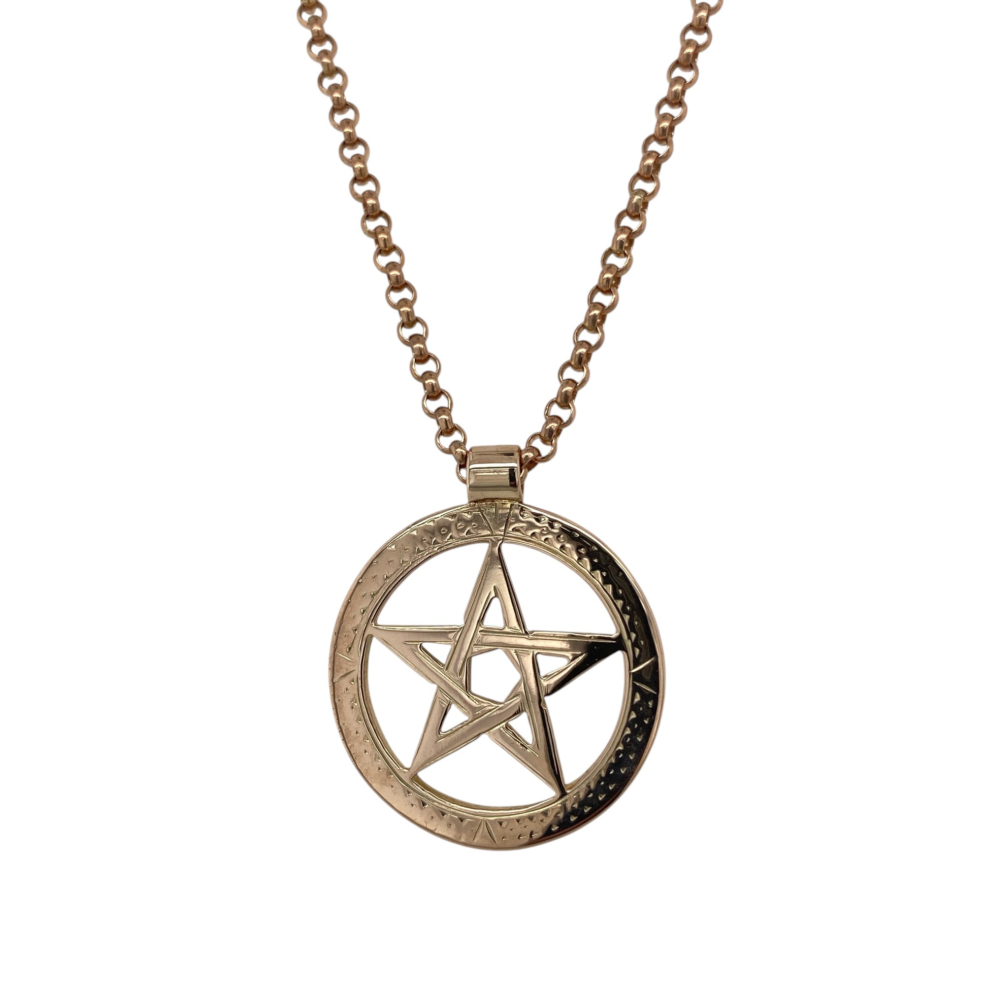 9ct Gold Pentagram Star 20" Necklace