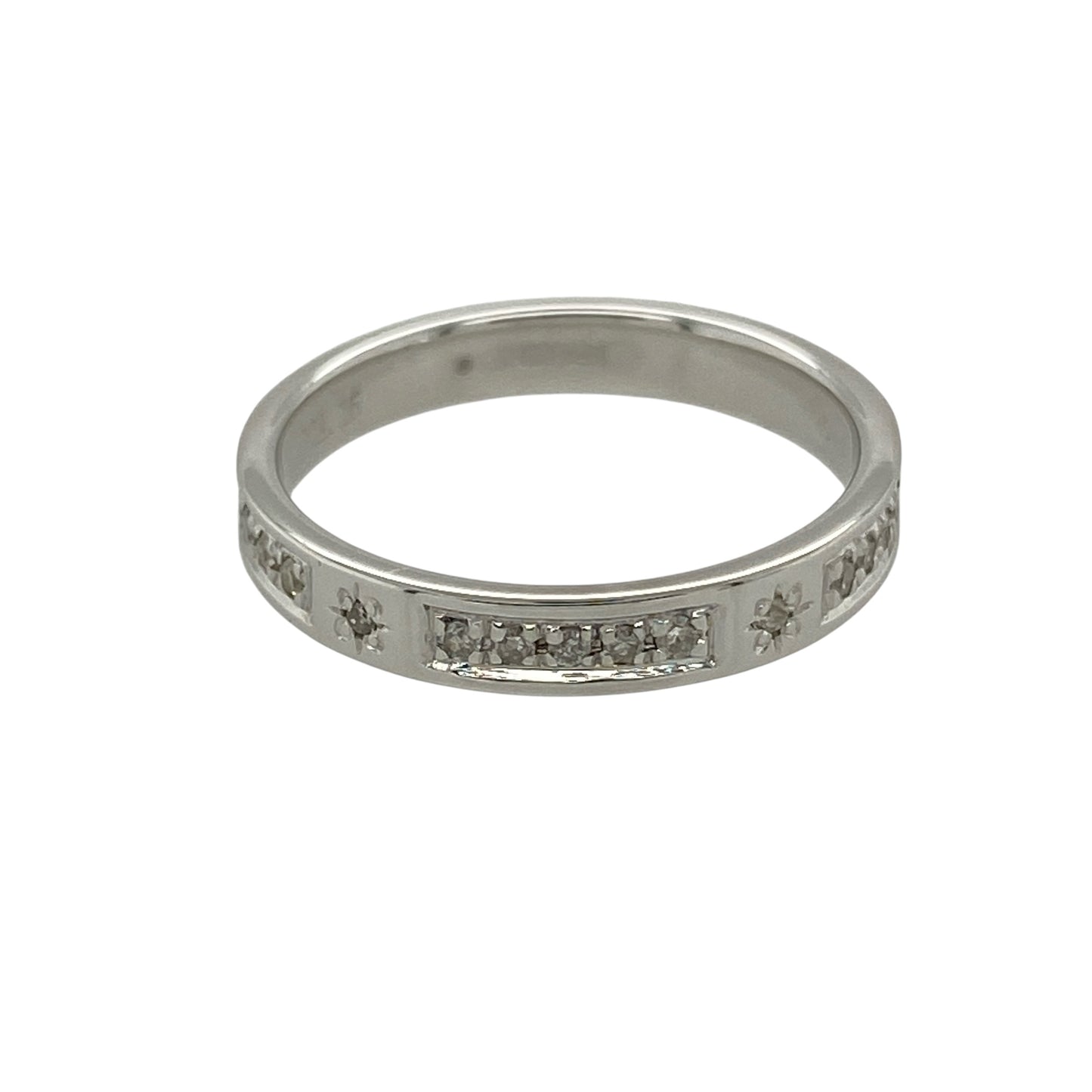 9ct White Gold & Diamond Set Band Ring