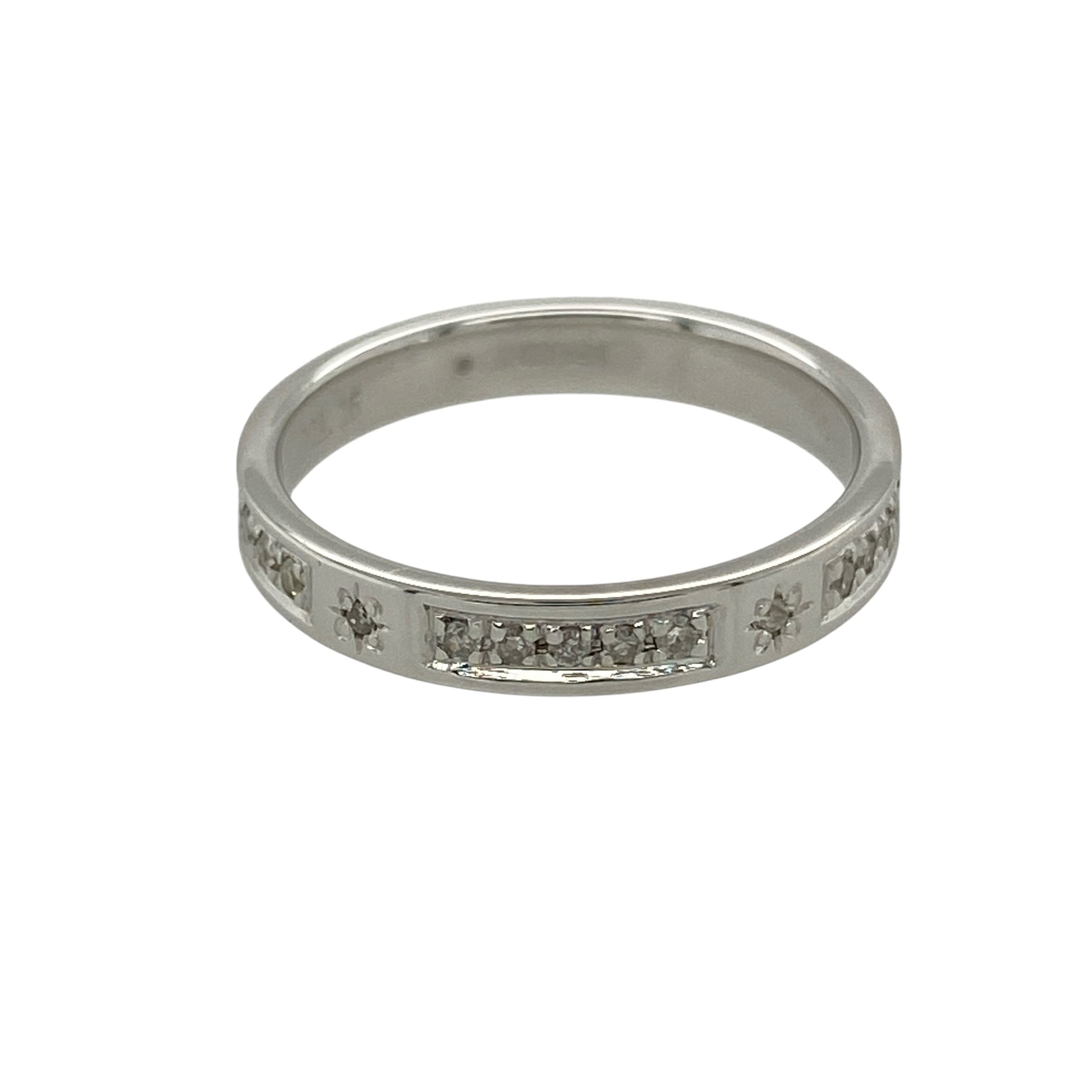 9ct White Gold & Diamond Set Band Ring