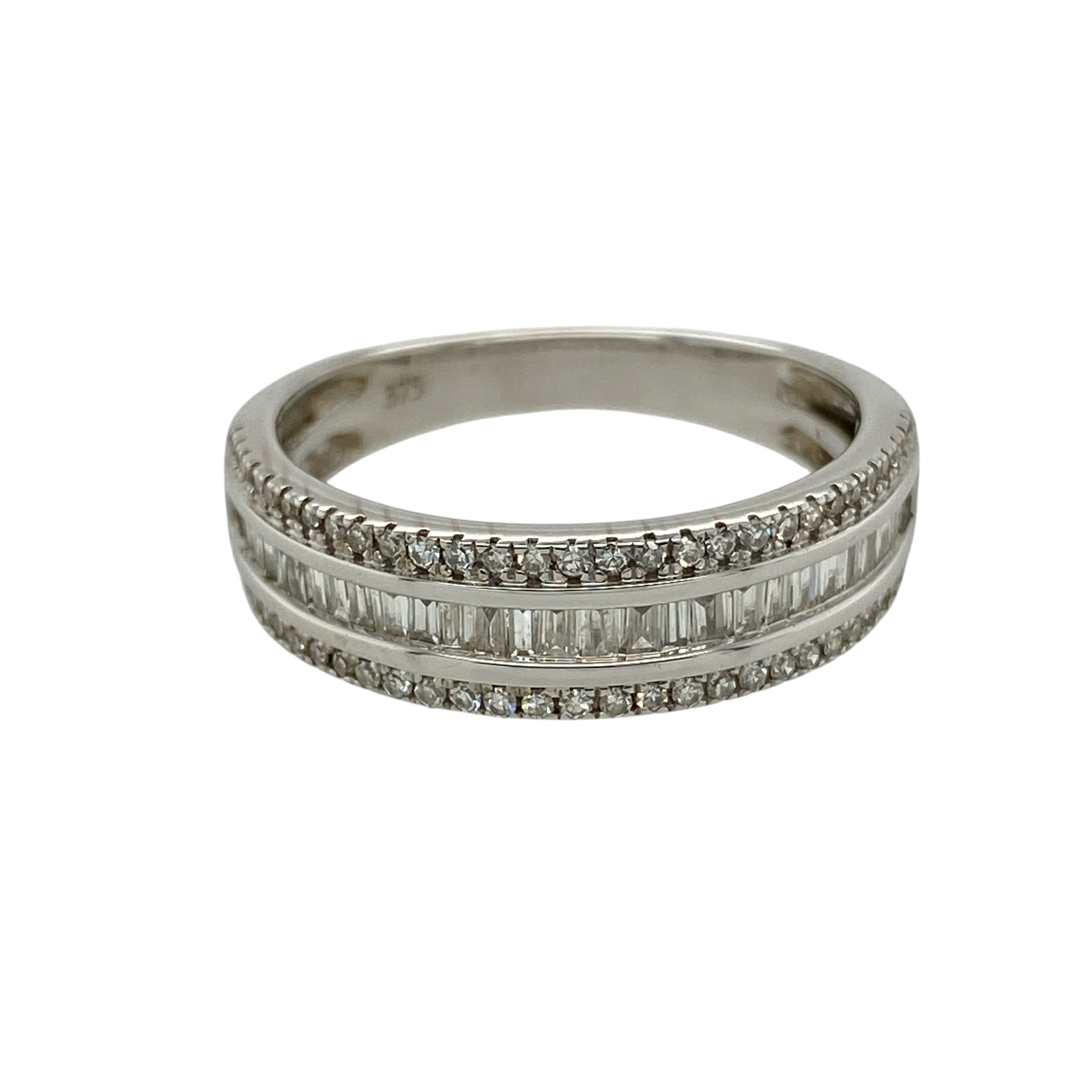 9ct White Gold & Diamond Set Band Ring