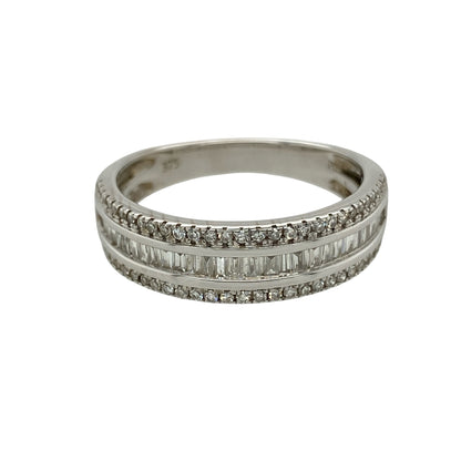 9ct White Gold & Diamond Set Band Ring