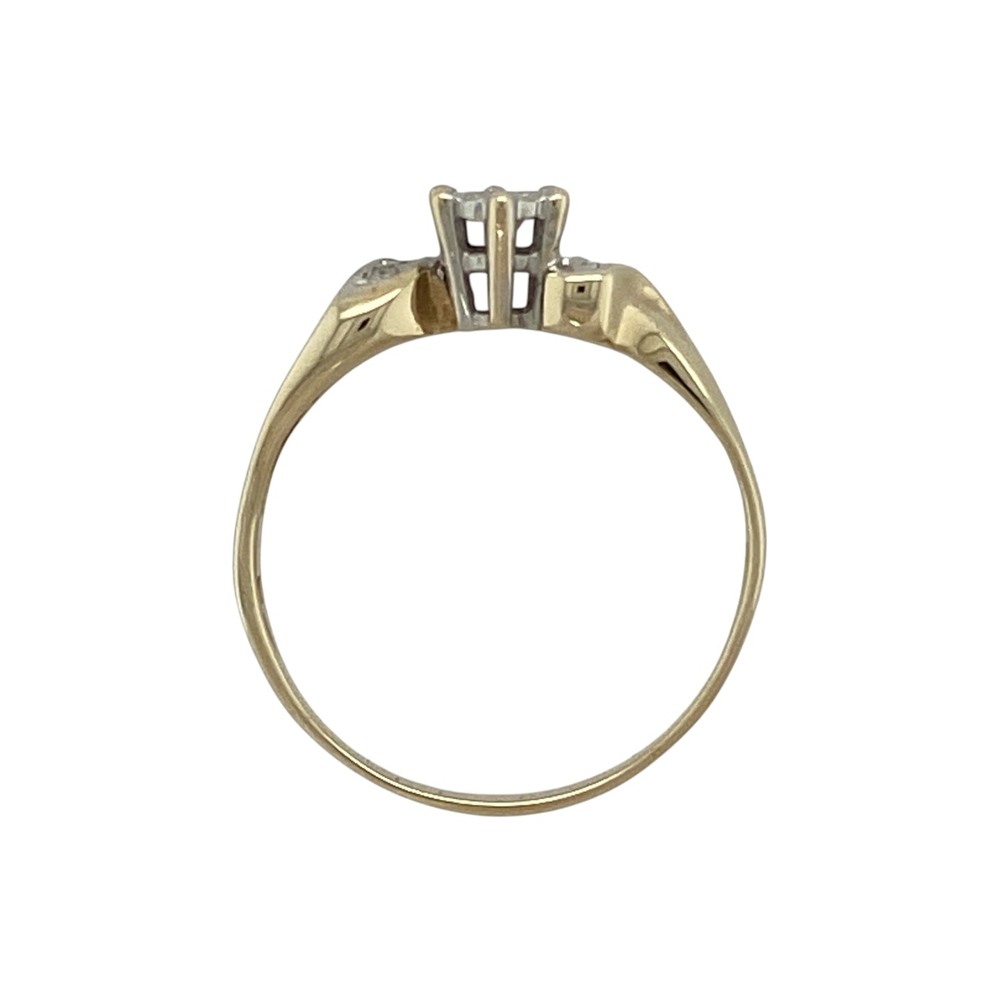 9ct Gold & Diamond Set Solitaire Twist Ring