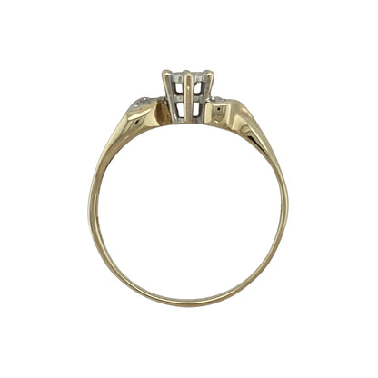 9ct Gold & Diamond Set Solitaire Twist Ring