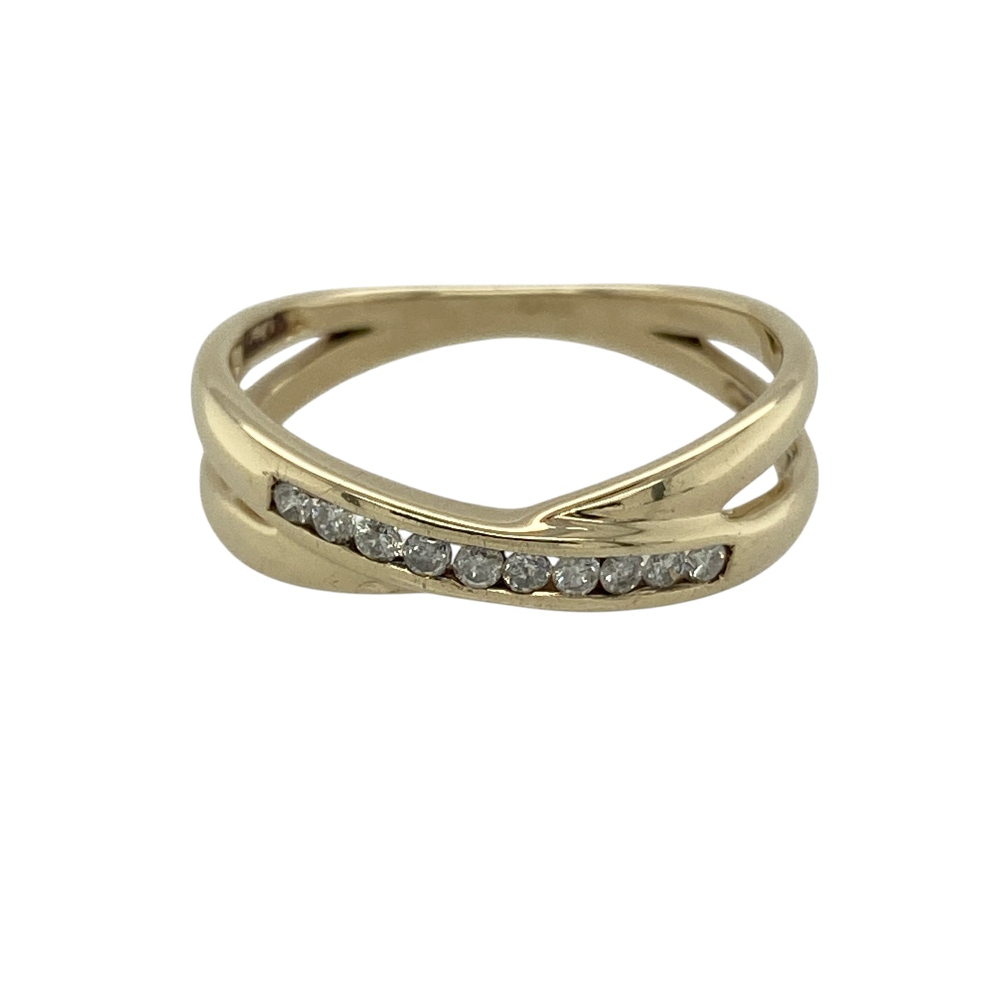 9ct Gold & Diamond Set Crossover Band Ring