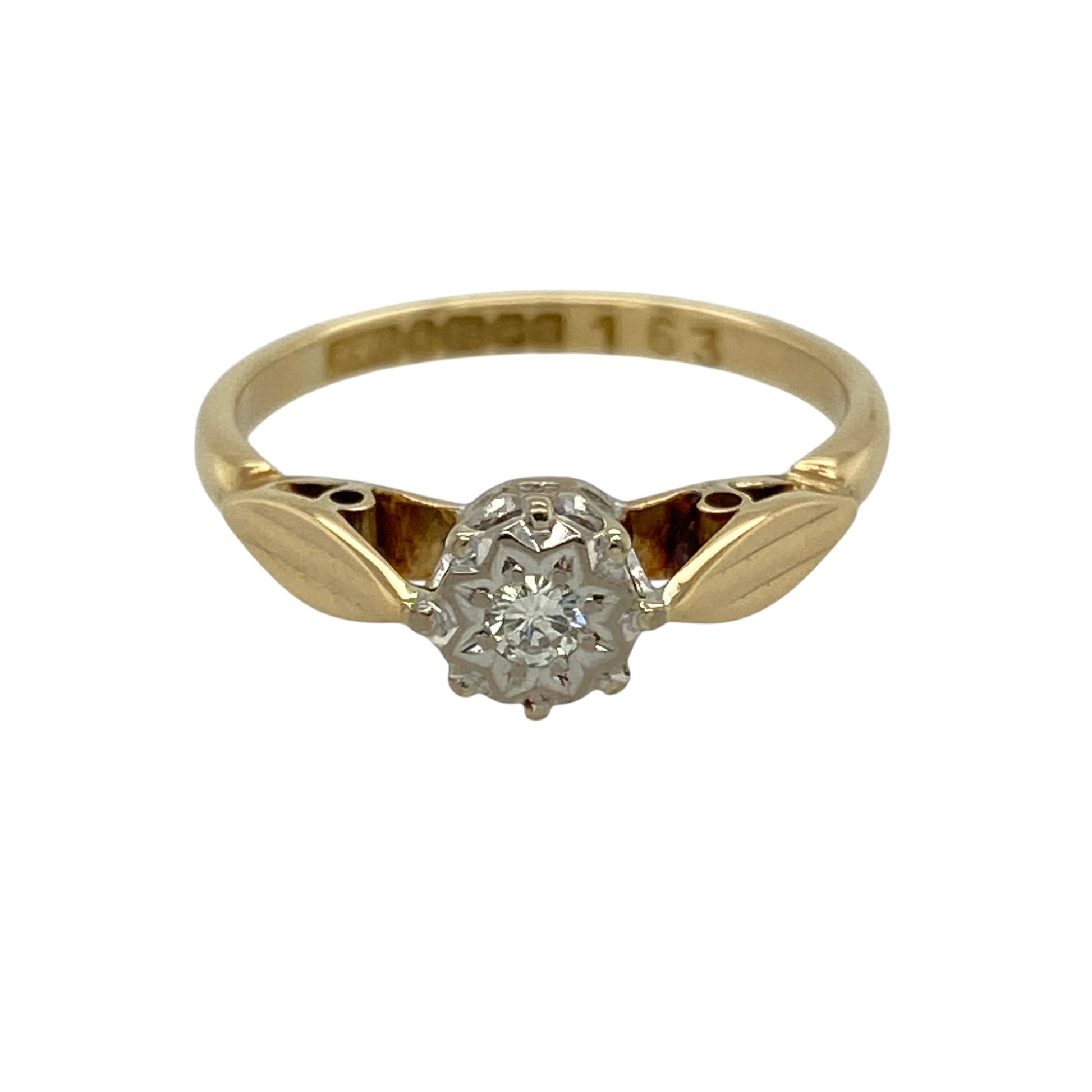 18ct Gold & Diamond Set Solitaire Ring