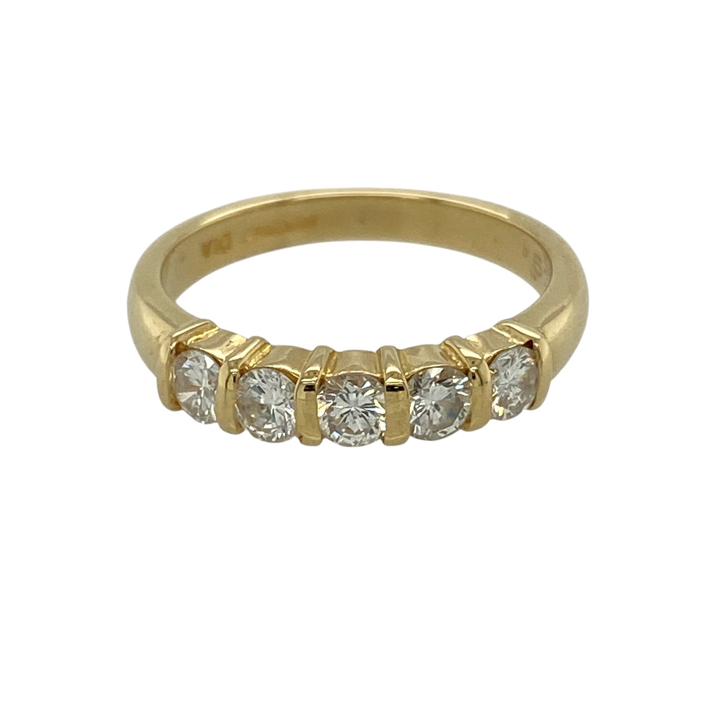 18ct Gold & Diamond Set Five Stone Band Ring