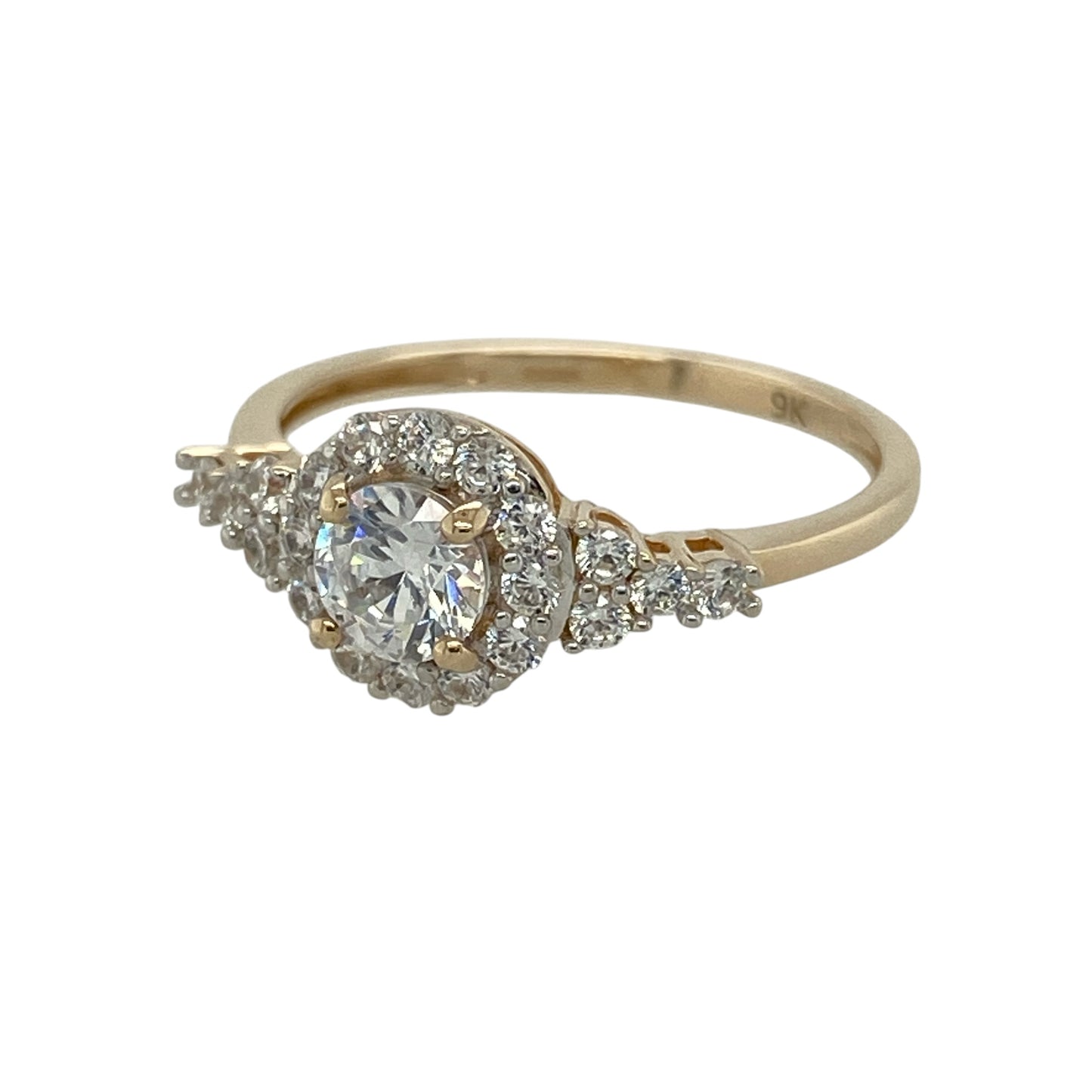 Add elegant sparkle and classic style to your collection with this pre-owned 9ct yellow gold cubic zirconia cluster ring—an eye-catching piece with timeless appeal.

Design: The ring features a cluster front measuring approximately 9mm in height, set with sparkling cubic zirconia that create a bright and striking focal point.
Material: Made from 9-carat yellow gold, the polished finish enhances the warmth of the metal while complementing the brilliance of the stones.