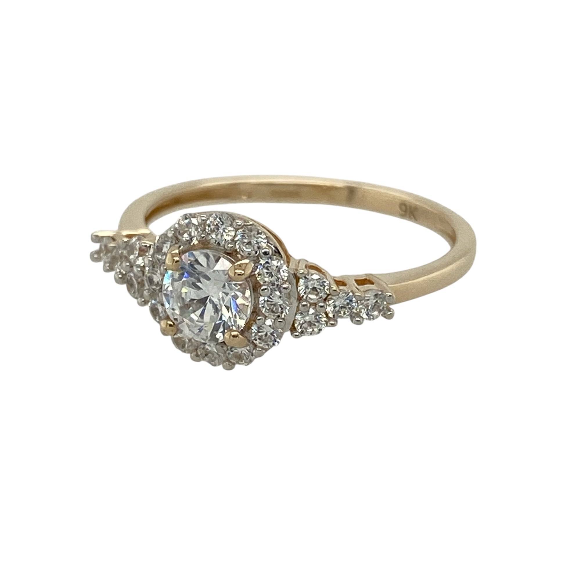 Add elegant sparkle and classic style to your collection with this pre-owned 9ct yellow gold cubic zirconia cluster ring—an eye-catching piece with timeless appeal.

Design: The ring features a cluster front measuring approximately 9mm in height, set with sparkling cubic zirconia that create a bright and striking focal point.
Material: Made from 9-carat yellow gold, the polished finish enhances the warmth of the metal while complementing the brilliance of the stones.
