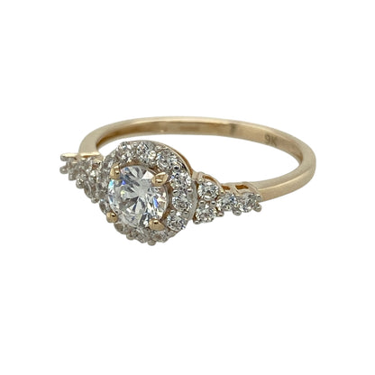 Add elegant sparkle and classic style to your collection with this pre-owned 9ct yellow gold cubic zirconia cluster ring—an eye-catching piece with timeless appeal.

Design: The ring features a cluster front measuring approximately 9mm in height, set with sparkling cubic zirconia that create a bright and striking focal point.
Material: Made from 9-carat yellow gold, the polished finish enhances the warmth of the metal while complementing the brilliance of the stones.