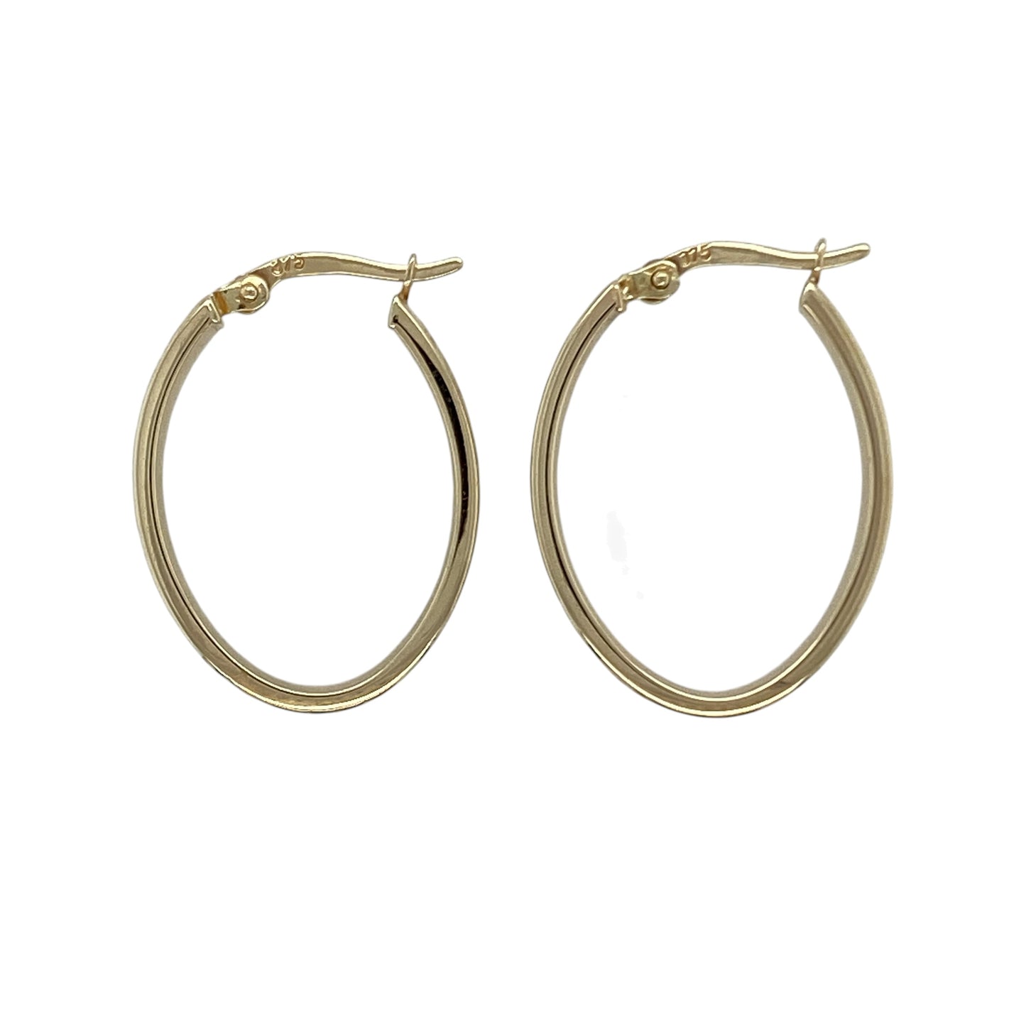 9ct Gold Textured Criss Cross Patterned Oval Creole Earrings