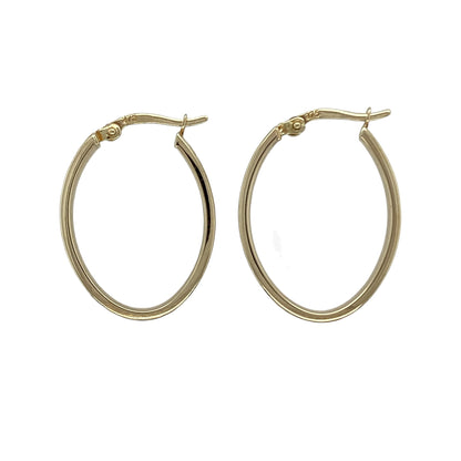 9ct Gold Textured Criss Cross Patterned Oval Creole Earrings