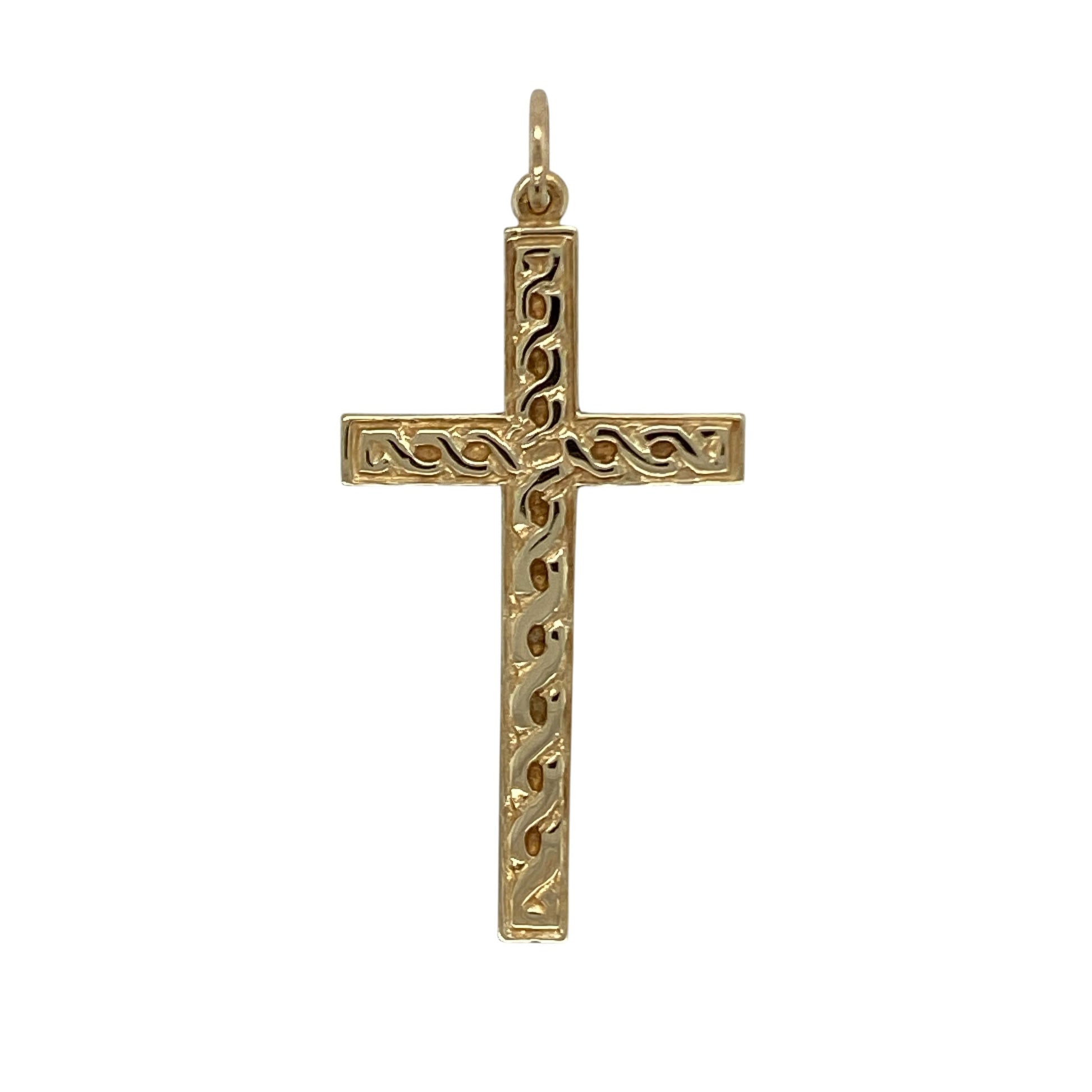 9ct Gold Twisted Weave Patterned Cross Pendant
