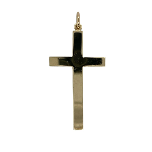 Add meaningful design and elegant detail to your collection with this pre-owned 9ct yellow gold twisted weave patterned cross pendant—an eye-catching piece with timeless appeal.

Design: The pendant features a classic cross shape enhanced with a twisted weave pattern, creating texture and depth while maintaining a traditional and recognisable form.
Material: Made from 9-carat yellow gold, the polished and patterned finish enhances the warm tone of the metal while highlighting the intricate detailing.