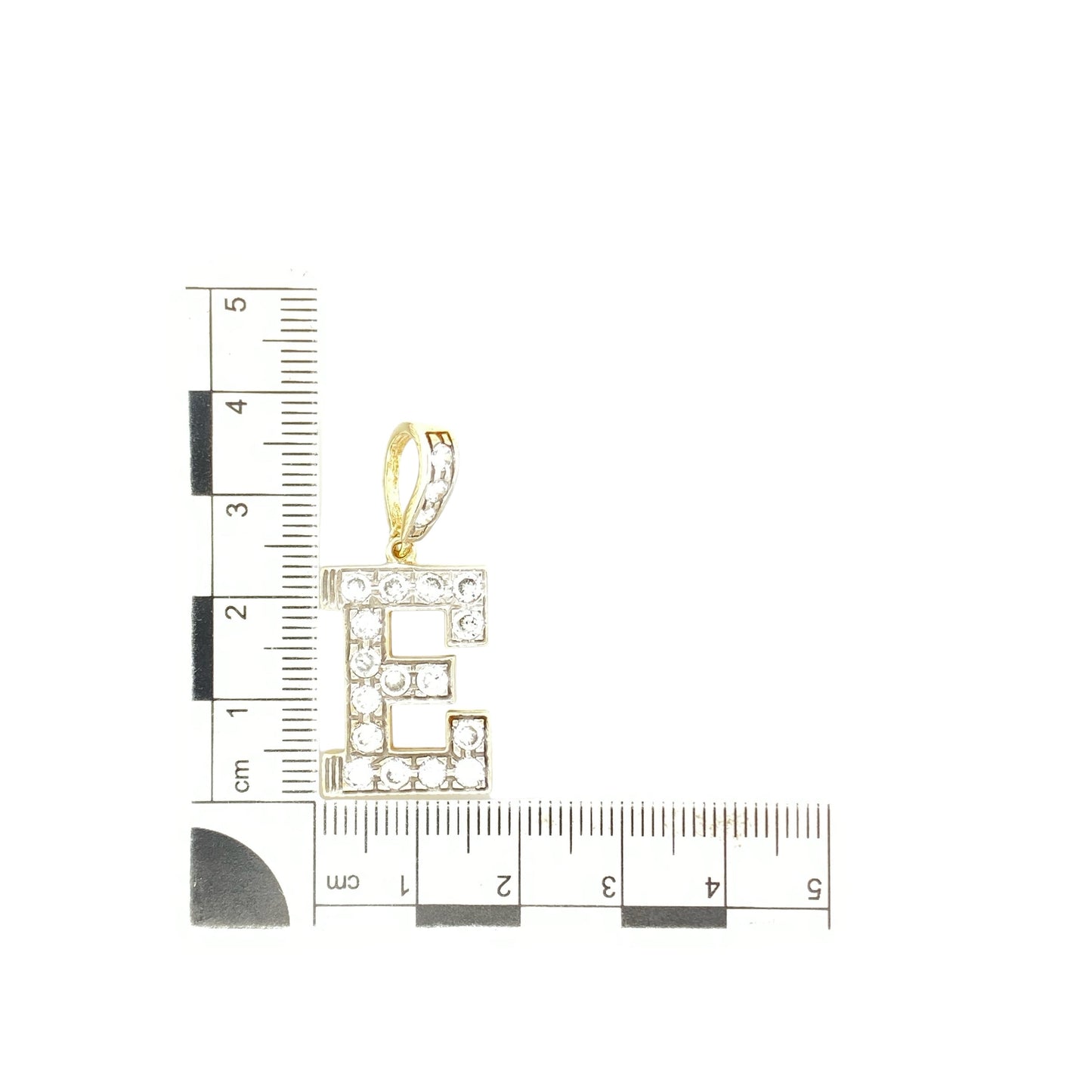 9ct Gold & Cubic Zirconia Set Large Initial 'E' Pendant