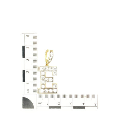 9ct Gold & Cubic Zirconia Set Large Initial 'E' Pendant