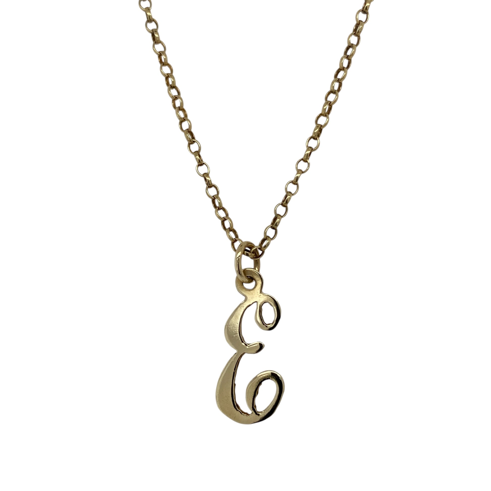 9ct Gold Initial 'E' 16" Necklace
