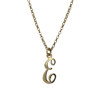 9ct Gold Initial 'E' 16" Necklace