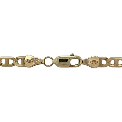 Add classic strength and timeless style to your collection with this pre-owned 9ct yellow gold anchor chain—an eye-catching piece with enduring appeal.

Design: The chain features a 4mm wide anchor link design, known for its sturdy, rounded links that create a structured yet fluid look.
Material: Made from 9-carat yellow gold, the polished finish enhances the rich, warm tone of the metal while adding a subtle shine.