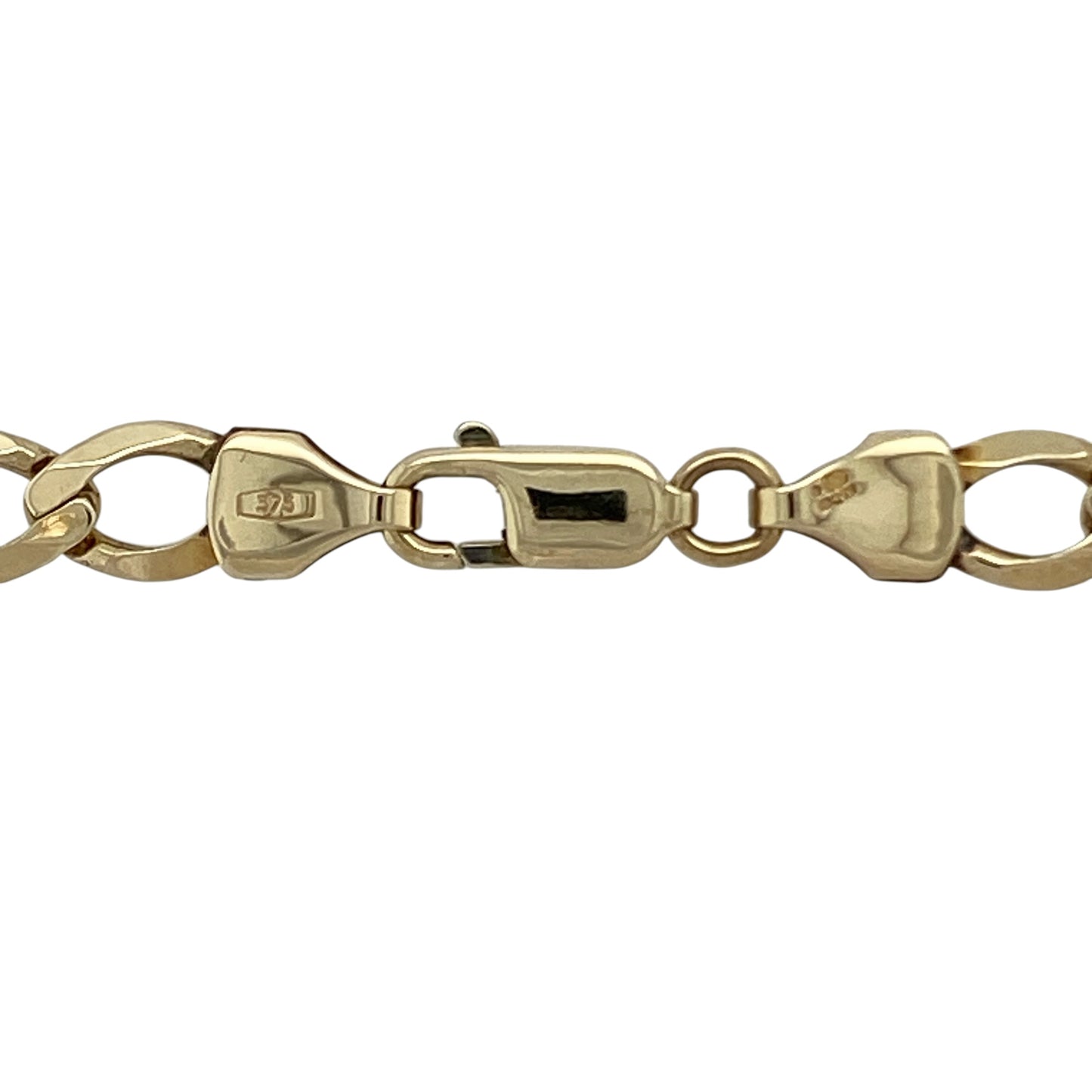 Make a bold and timeless statement with this pre-owned 9ct yellow gold curb chain—an eye-catching piece with strong presence and classic appeal.

Design: The chain features a 6mm wide curb link design, creating a structured and confident look with smooth, interlocking links that sit comfortably against the skin.
Material: Made from 9-carat yellow gold, the polished finish enhances the rich, warm tone of the metal while adding a bright, reflective shine.