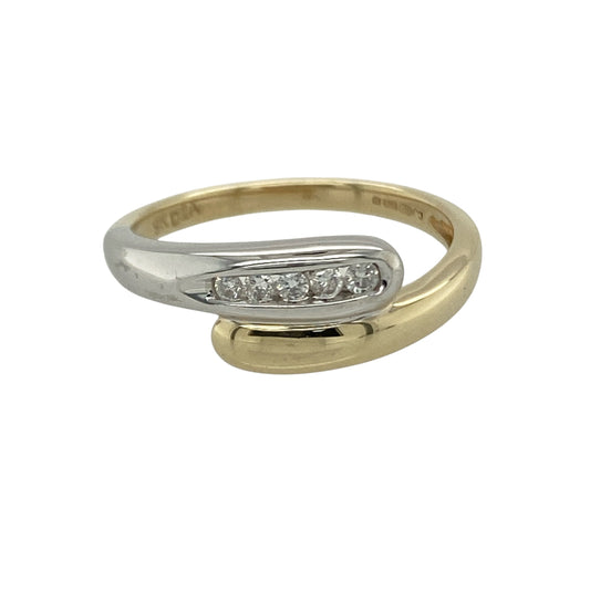 9ct Gold & Diamond Set Wrap Over Band Ring
