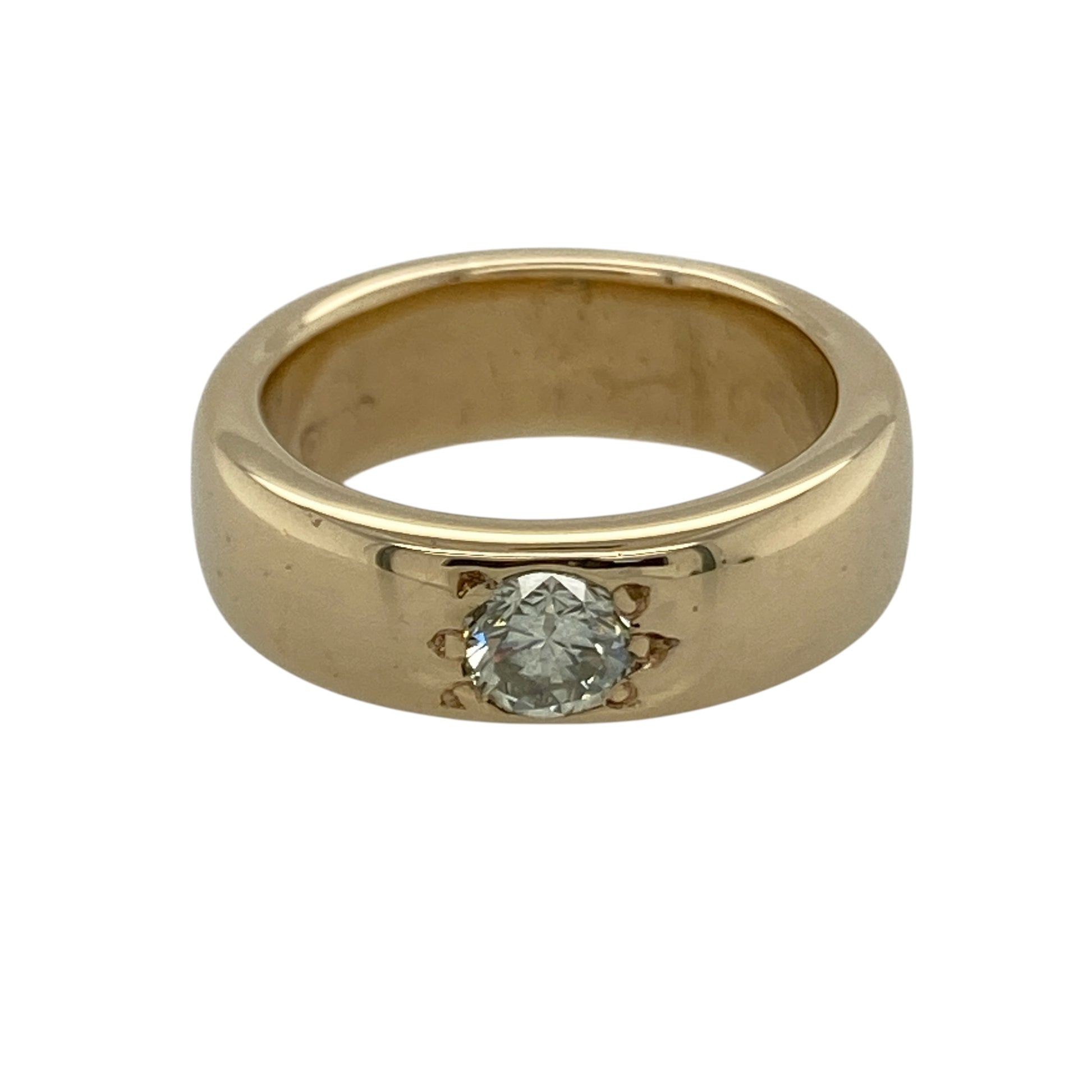 9ct Gold & Diamond Set Solitaire Band Ring