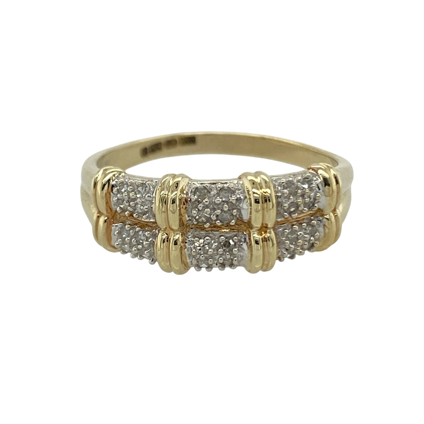 9ct Gold & Diamond Set Double Row Band Ring