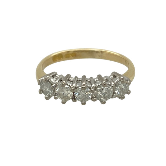 18ct Gold & Diamond Set Five Stone Band Ring