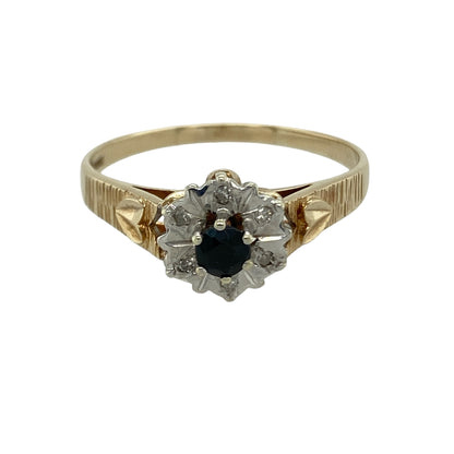9ct Gold Diamond & Sapphire Set Cluster Ring