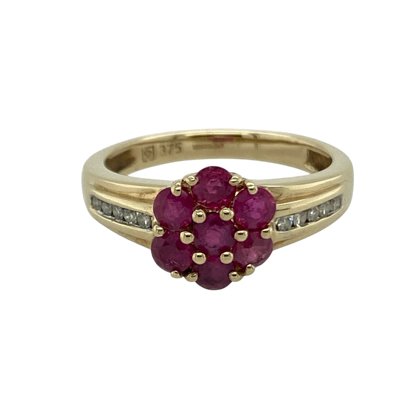 9ct Gold Diamond & Ruby Set Cluster Ring