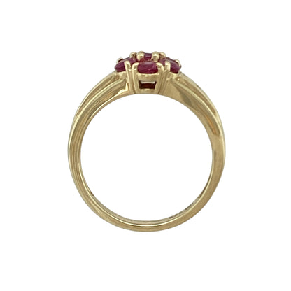 9ct Gold Diamond & Ruby Set Cluster Ring