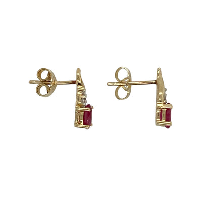 9ct Gold Diamond & Ruby Set Stud Earrings