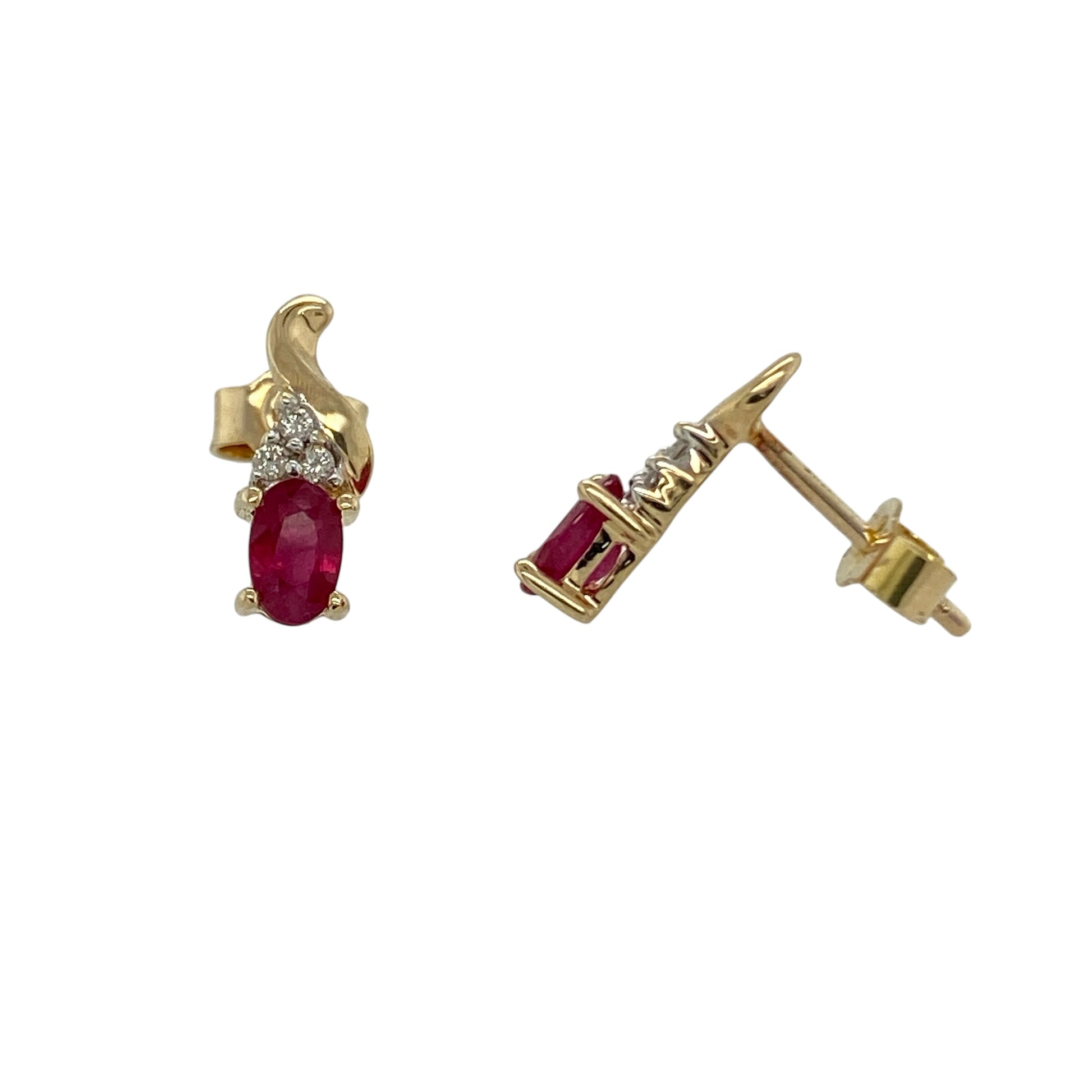 9ct Gold Diamond & Ruby Set Stud Earrings