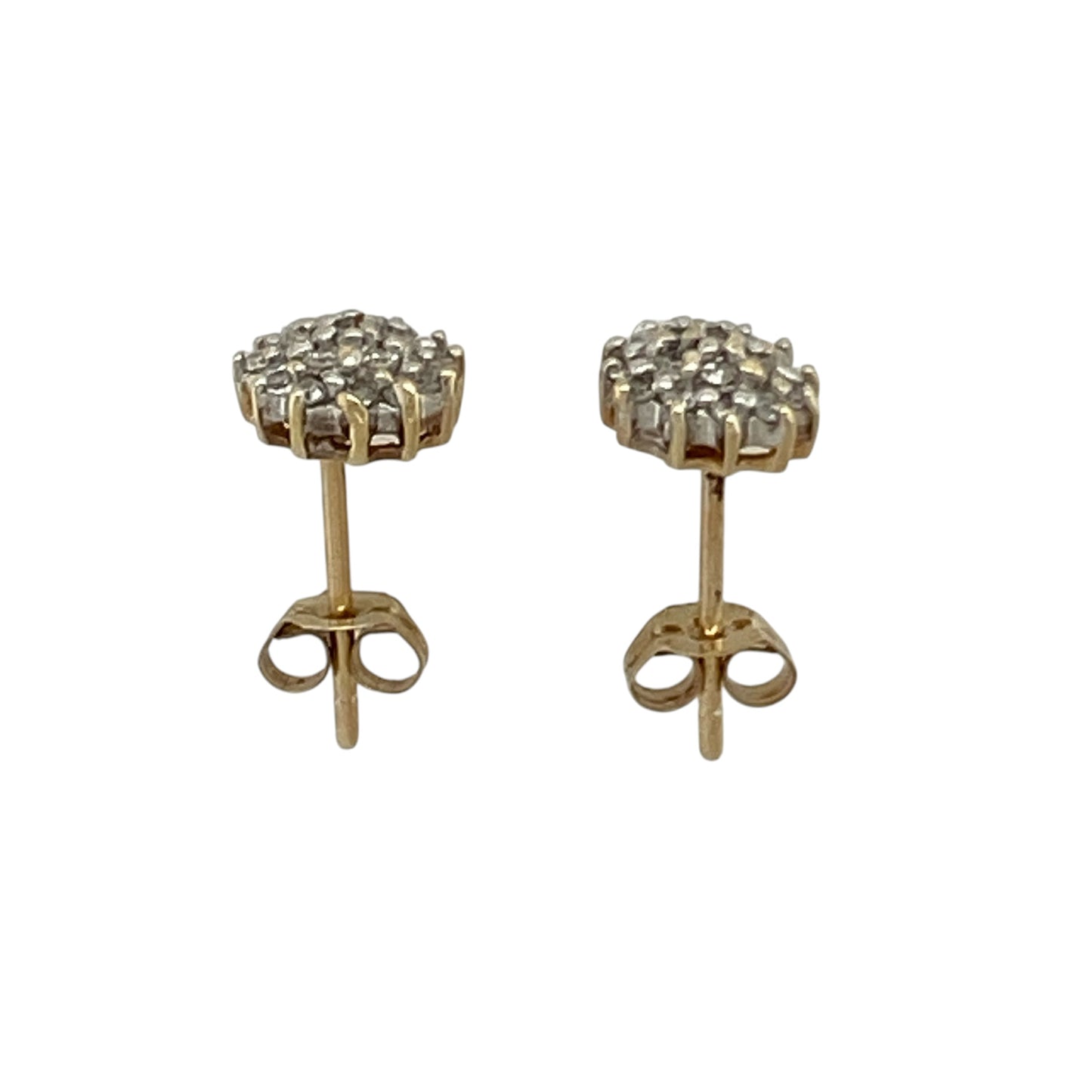 9ct Gold & Diamond Set Cluster Stud Earrings