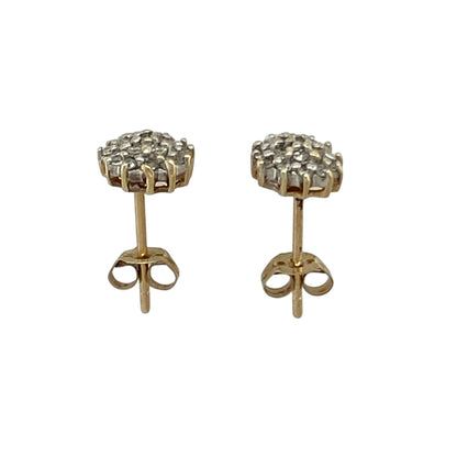 9ct Gold & Diamond Set Cluster Stud Earrings