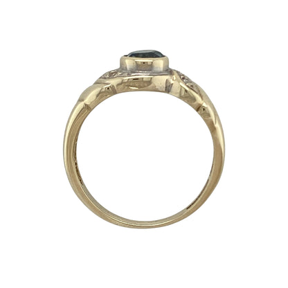 9ct Gold Blue Topaz & Cubic Zirconia Set Ring
