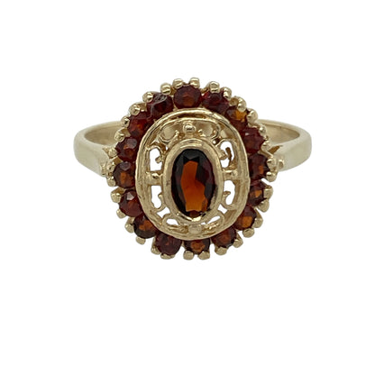 9ct Gold & Garnet Set Oval Ring